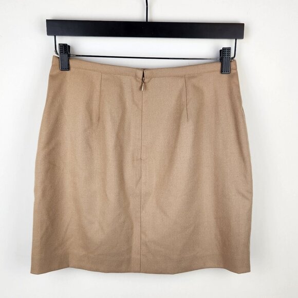 Banana Republic Wool Blend Fuzzy Panel Mini Skirt in Camel sz 2 - Picture 2 of 10
